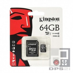 Carte micro SD 64 Go avec adaptateur Kingston