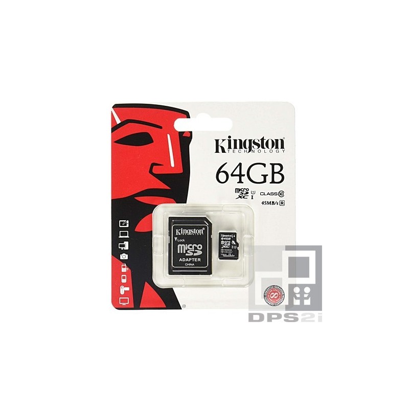 Carte MicroSD avec adaptateur SD - 64 Go
